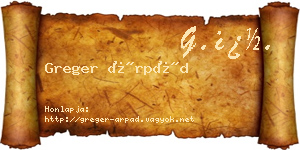 Greger Árpád névjegykártya